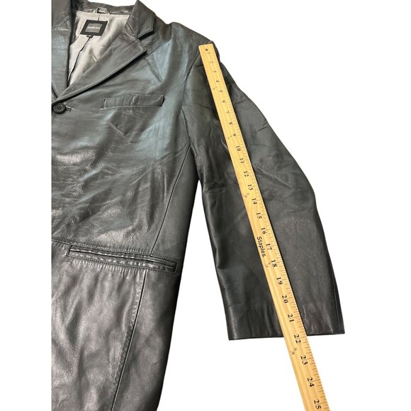 Massimo Moda Collezioni Genuine Leather Jacket Black Mens Size 44 - Picture 7 of 8